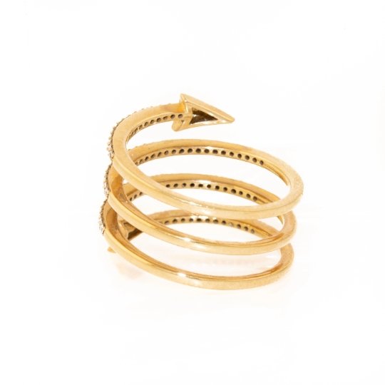 Gold Pave Diamond Twisted Arrow Ring - Kingdom Jewelry