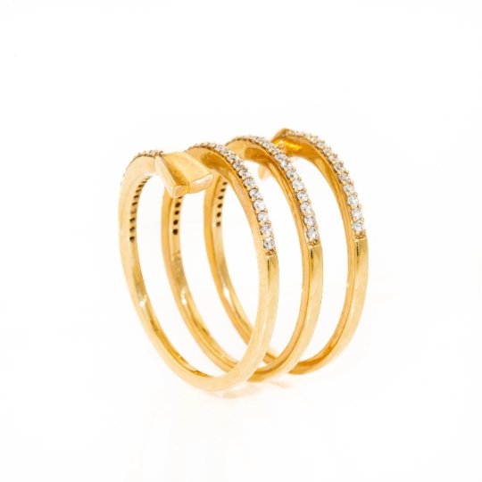 Gold Pave Diamond Twisted Arrow Ring - Kingdom Jewelry