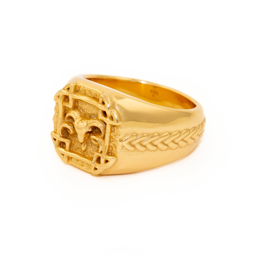 
                      
                        Gold Squared Celtic Aries Ring - Kingdom Jewelry
                      
                    