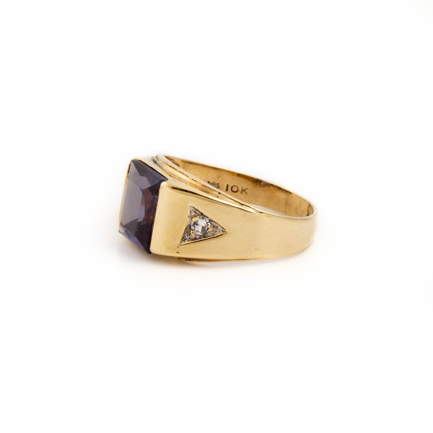 Gold Synthetic Amethyst Ring - Kingdom Jewelry