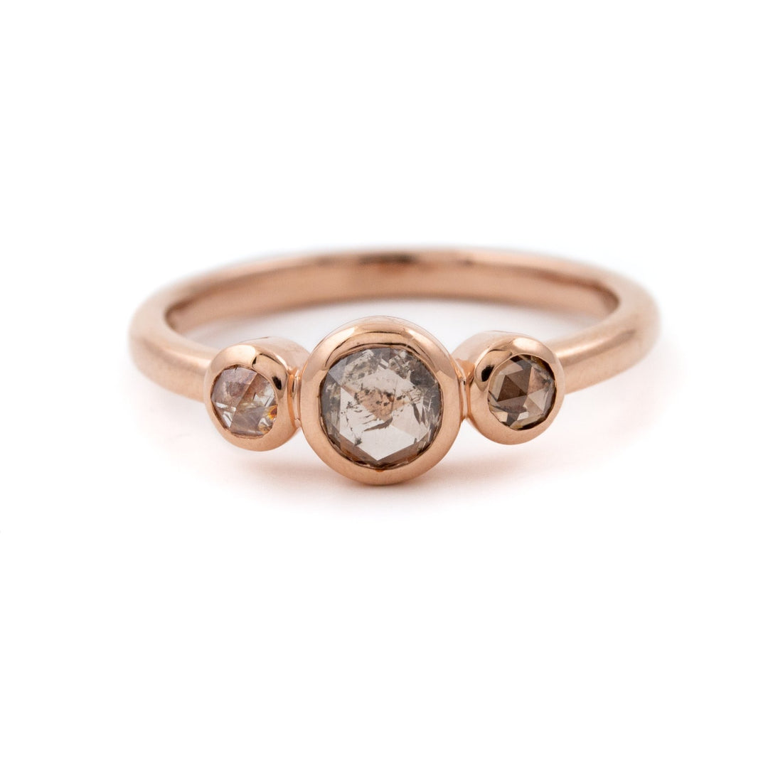 Gold Triple Rose-Cut Diamond Ring - Kingdom Jewelry