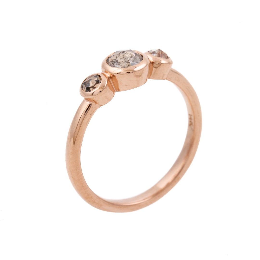 Gold Triple Rose-Cut Diamond Ring - Kingdom Jewelry