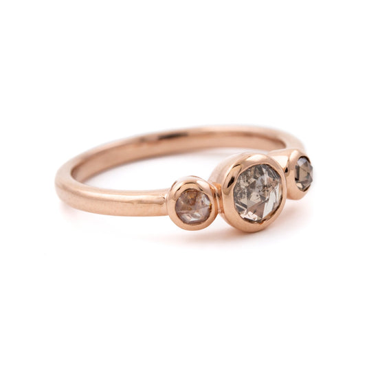 Gold Triple Rose-Cut Diamond Ring - Kingdom Jewelry