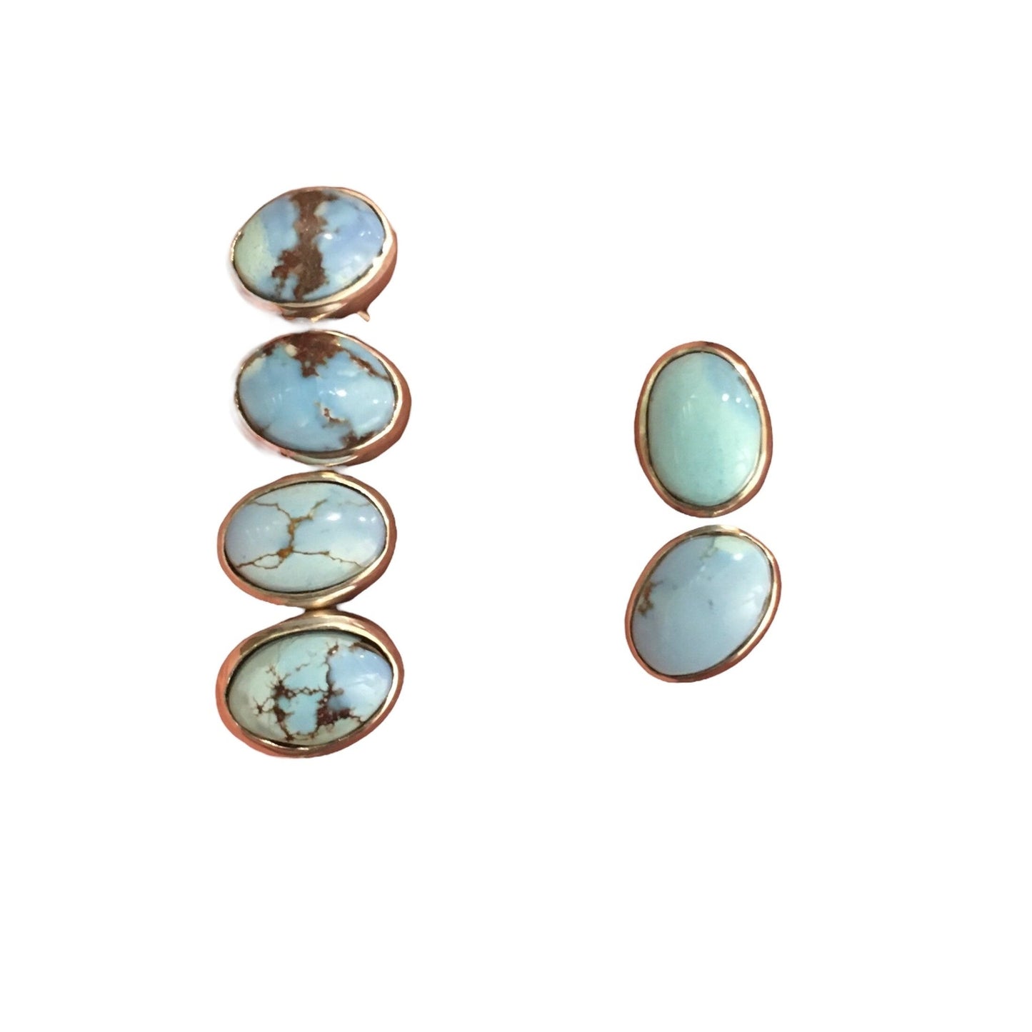 Golden Hills Turquoise x Silver Studs Earrings - Kingdom Jewelry