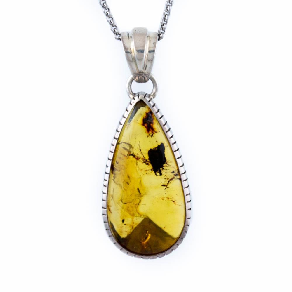 Golden Teardrop Amber Pendant - Kingdom Jewelry