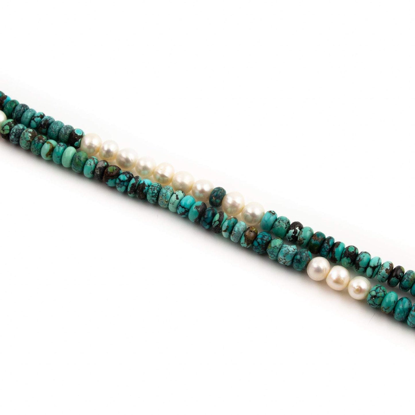 Gorgeous Round Hubei Turquoise & Pearl Beaded Necklace - Kingdom Jewelry