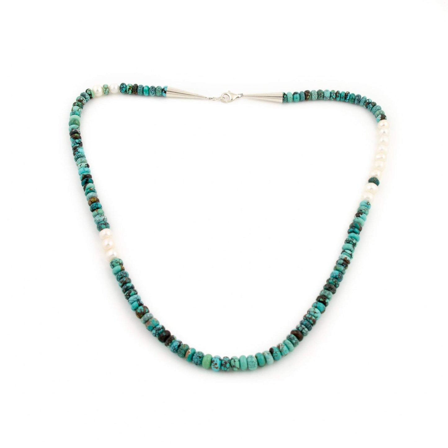 Gorgeous Round Hubei Turquoise & Pearl Beaded Necklace - Kingdom Jewelry