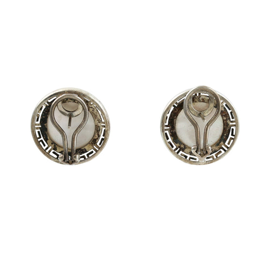 Greek Key Meandrous Shell Stud Earrings - Kingdom Jewelry