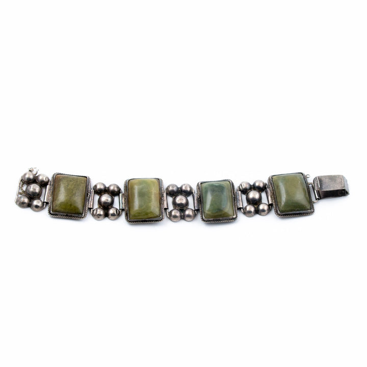 Green Agate Taxco Bracelet - Kingdom Jewelry