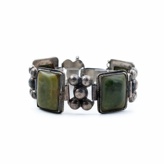 Green Agate Taxco Bracelet - Kingdom Jewelry