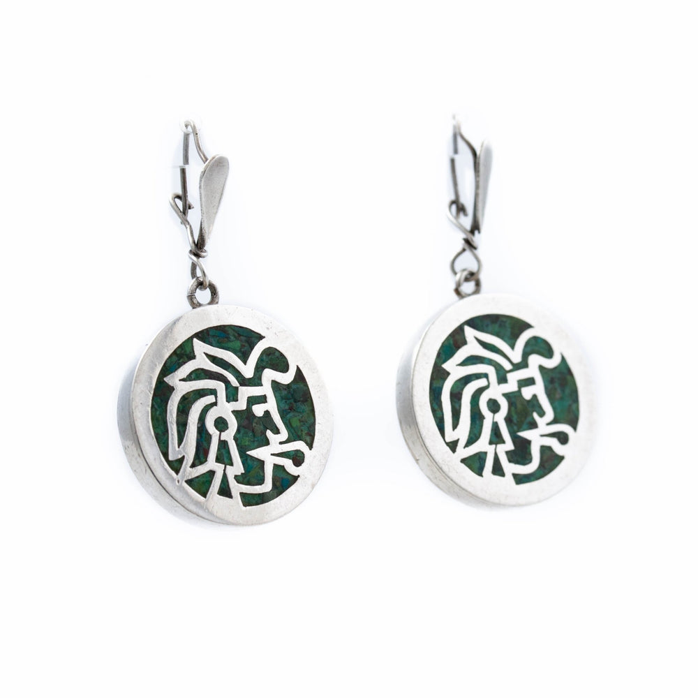 Green Chip Inlay Earrings - Kingdom Jewelry