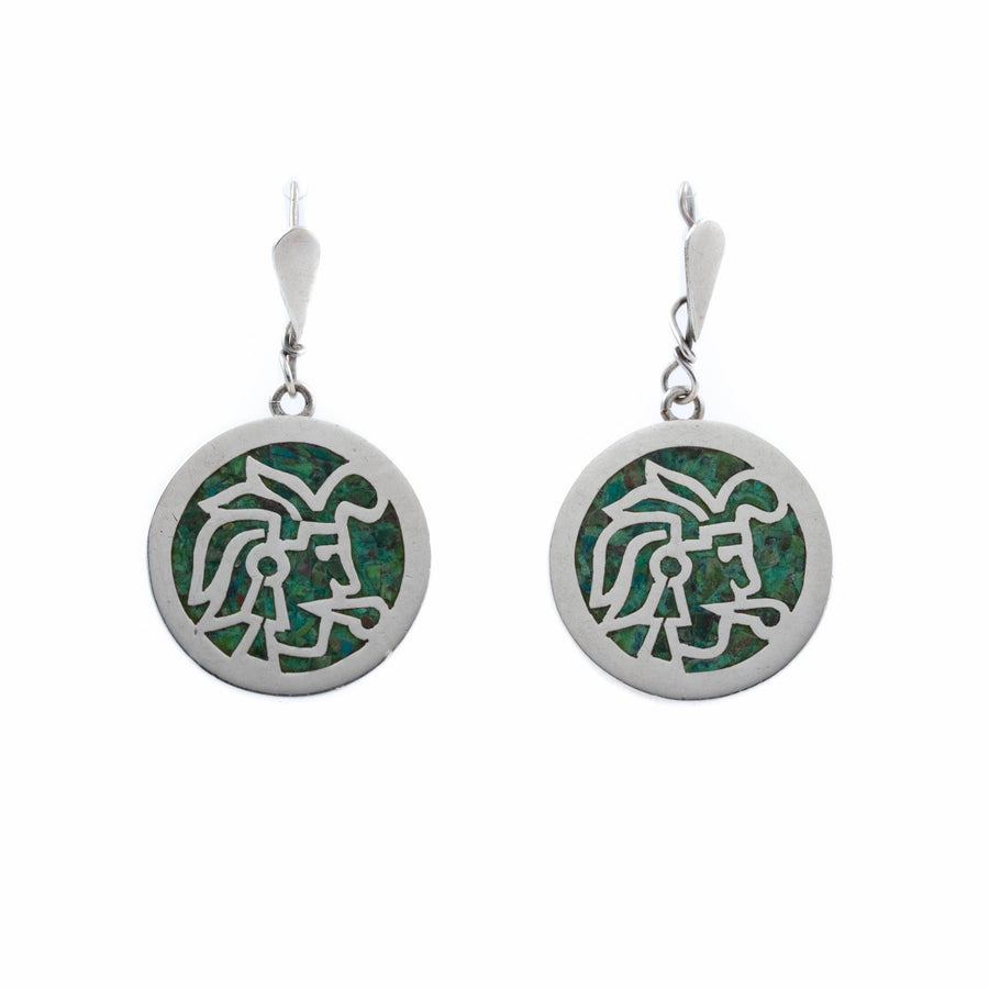 Green Chip Inlay Earrings - Kingdom Jewelry