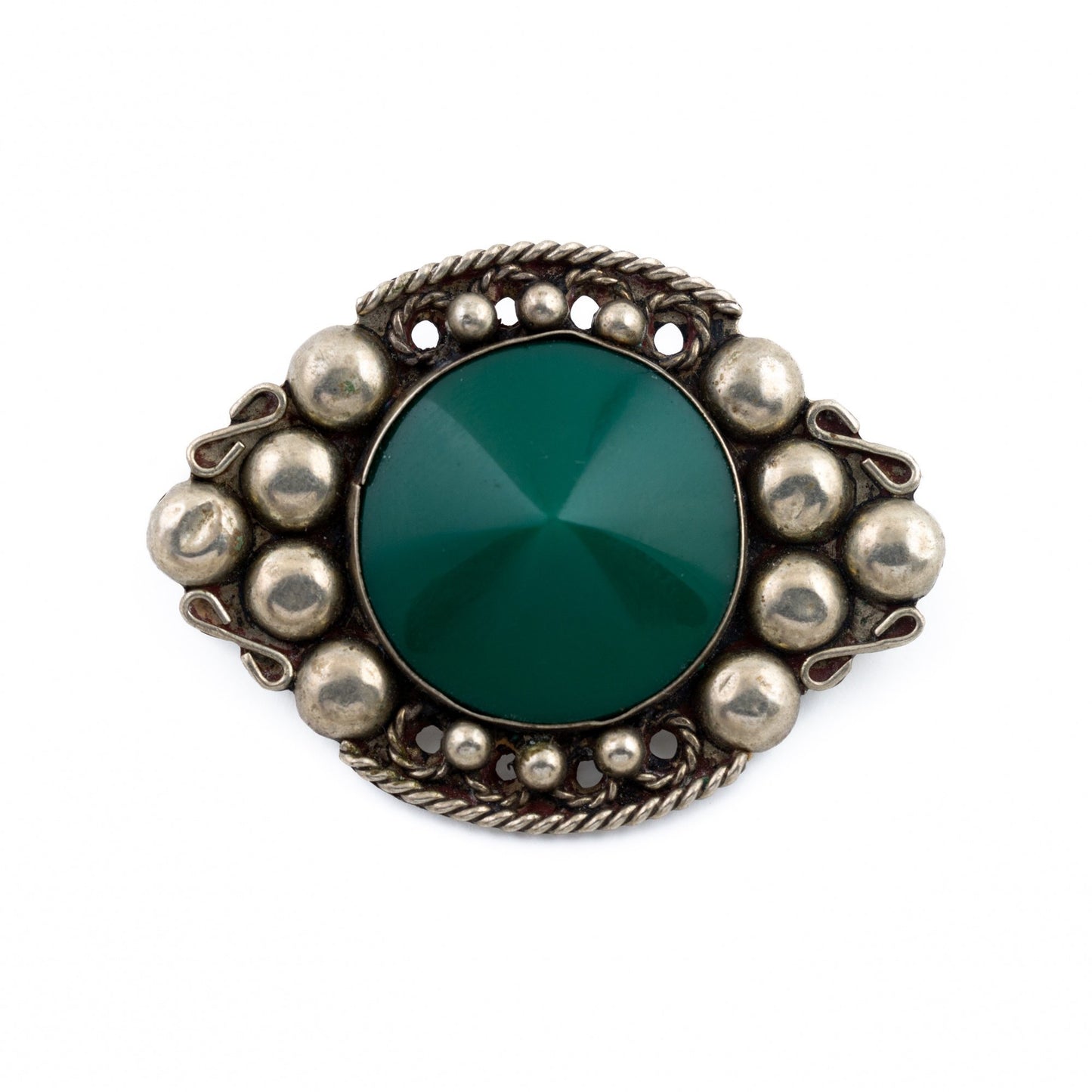 Green Onyx Mexican Taxco Pin - Kingdom Jewelry