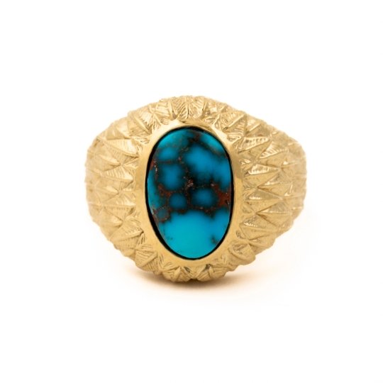 "Griffin" Ring in Solid 14 KT Gold x Egyptian Turquoise - Kingdom Jewelry