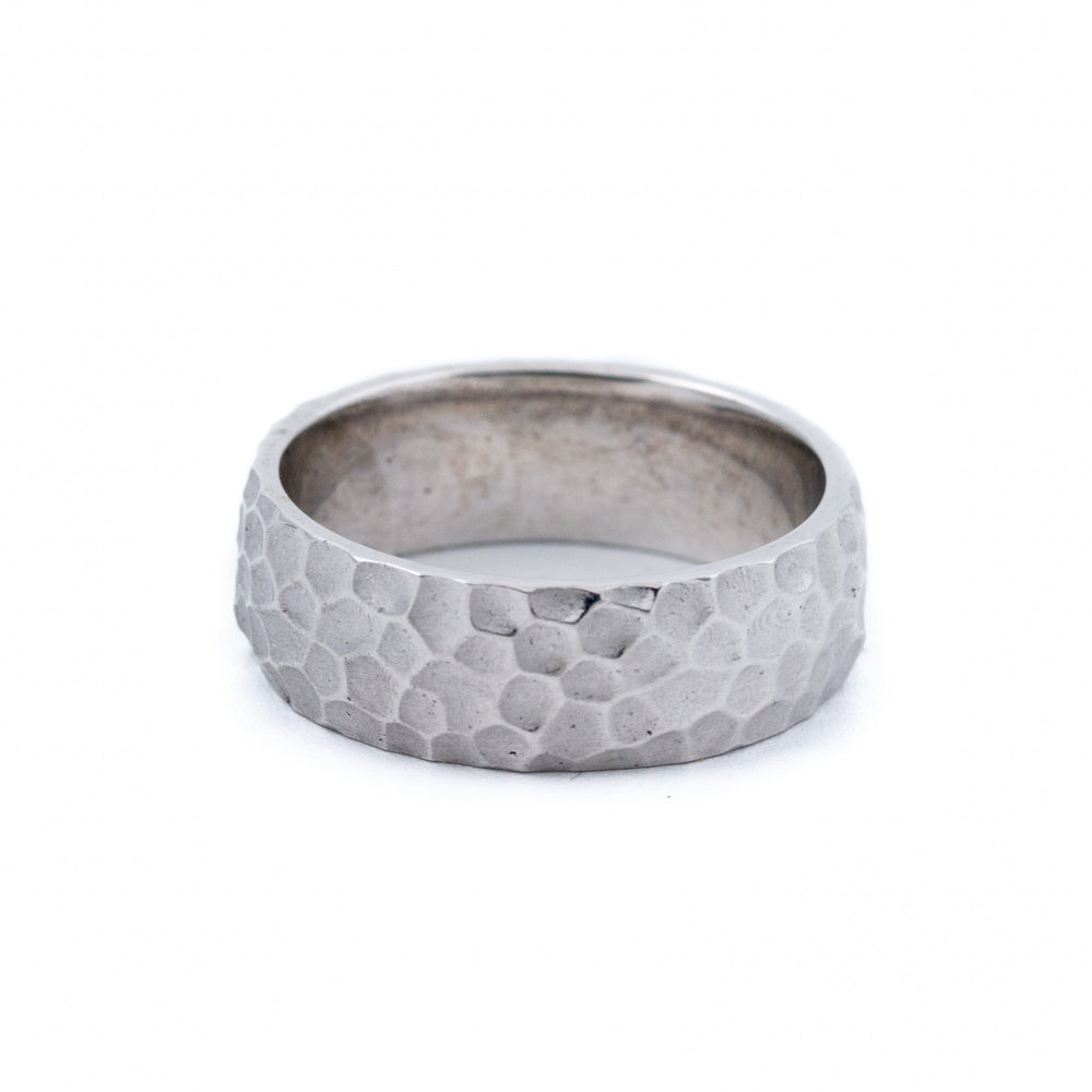 
                      
                        Hammered X White Wedding Band - Kingdom Jewelry
                      
                    