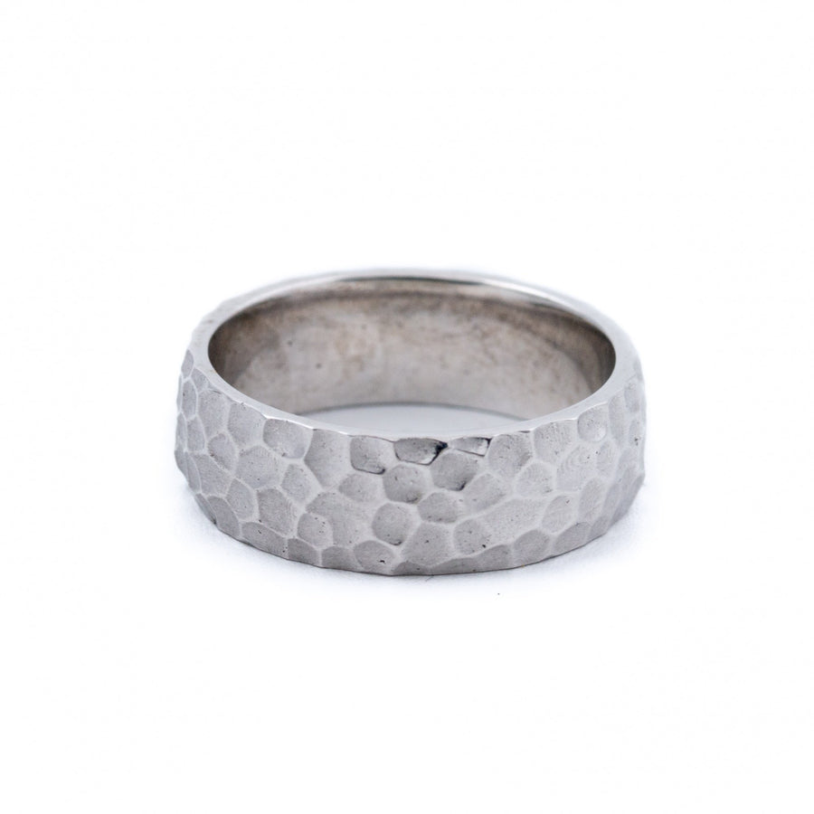 Hammered X White Wedding Band - Kingdom Jewelry