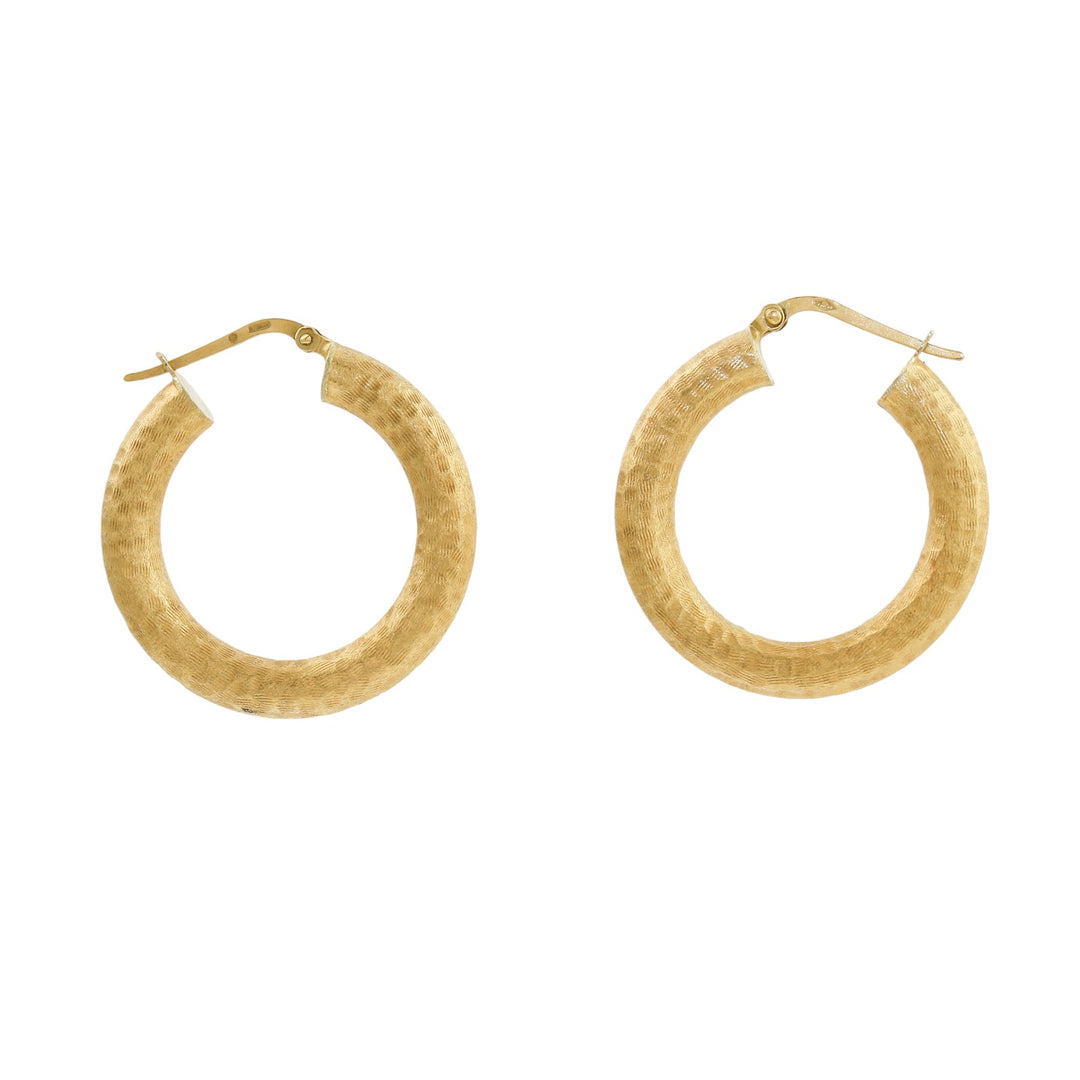 Hand-Hammered 14k Gold Tube Hoop Earrings - Kingdom Jewelry