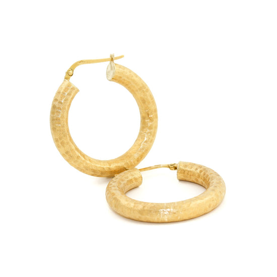 Hand-Hammered 14k Gold Tube Hoop Earrings - Kingdom Jewelry