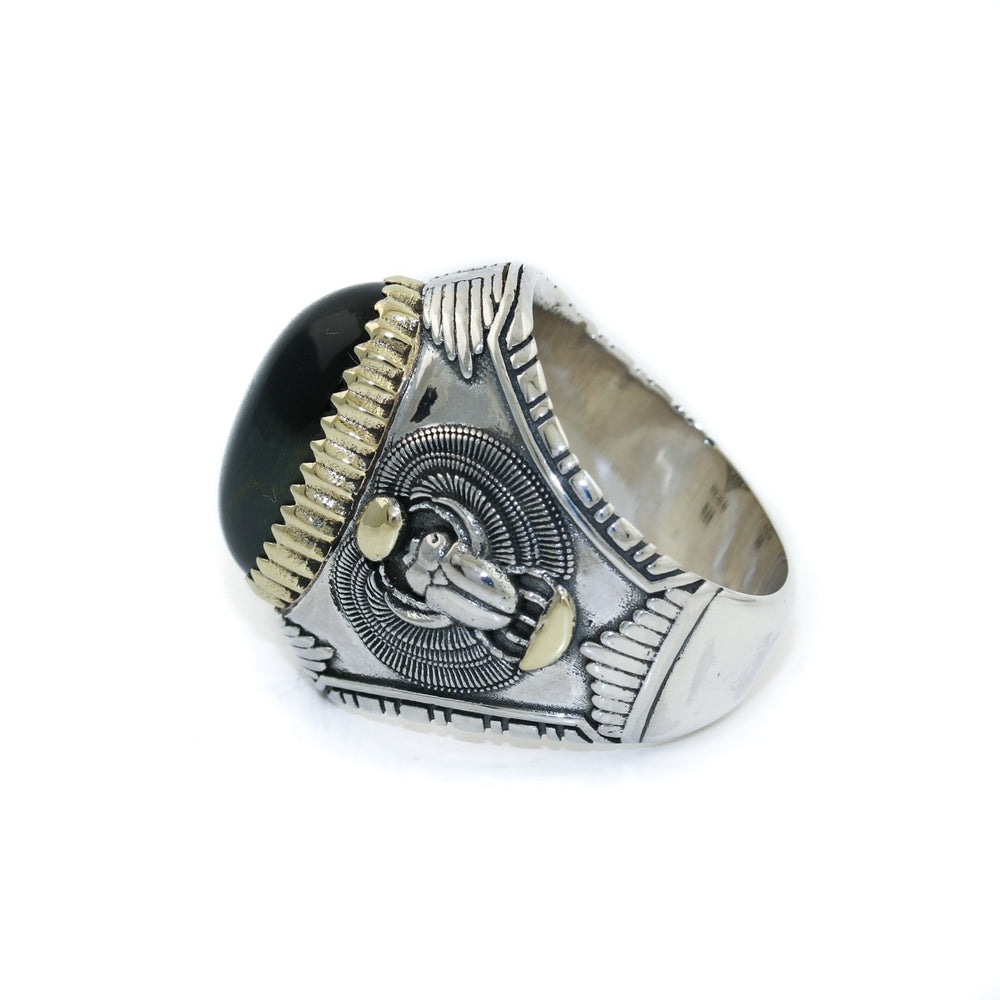 
                      
                        Heavy "Ramses" Ring x Blue Tiger's Eye by Kingdom - Kingdom Jewelry
                      
                    