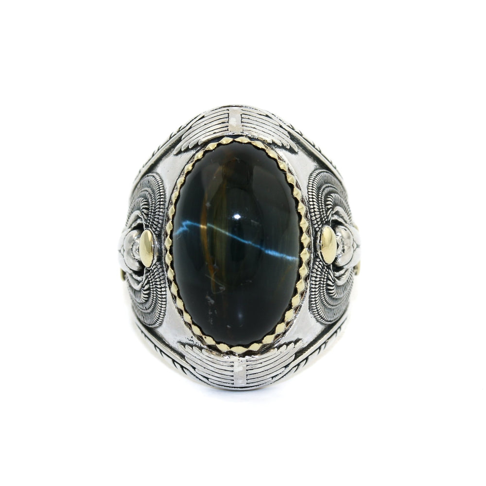 
                      
                        Heavy "Ramses" Ring x Blue Tiger's Eye by Kingdom - Kingdom Jewelry
                      
                    