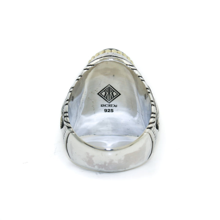 Heavy "Ramses" Ring x Blue Tiger's Eye by Kingdom - Kingdom Jewelry