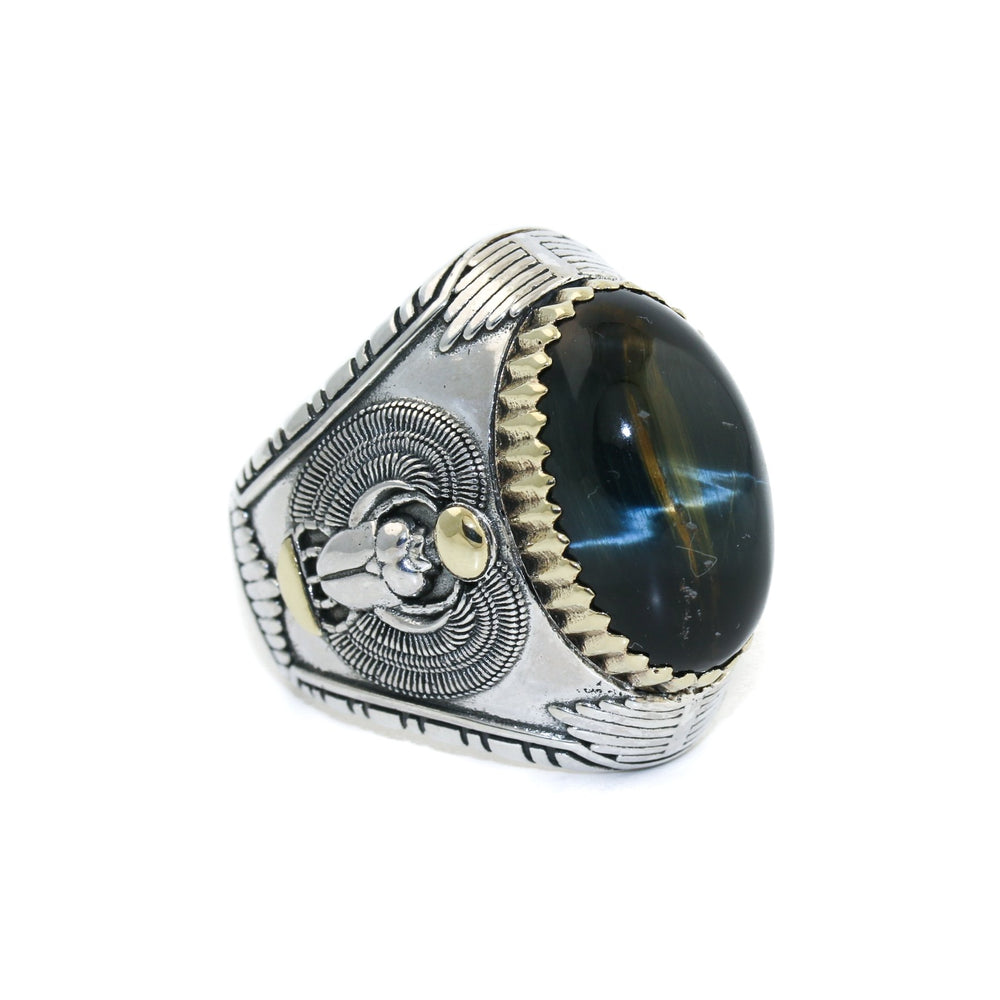 
                      
                        Heavy "Ramses" Ring x Blue Tiger's Eye by Kingdom - Kingdom Jewelry
                      
                    