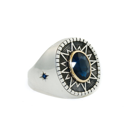 Heavy "Sirius" Signet x Blue Montana Sapphire - Kingdom Jewelry