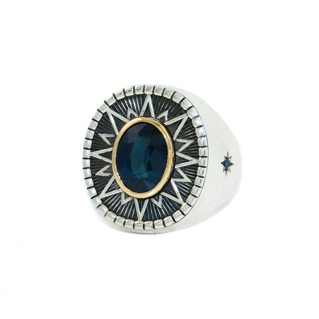 Heavy "Sirius" Signet x Blue Montana Sapphire - Kingdom Jewelry