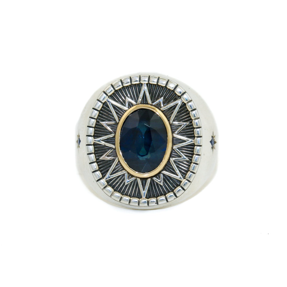 
                      
                        Heavy "Sirius" Signet x Blue Montana Sapphire - Kingdom Jewelry
                      
                    