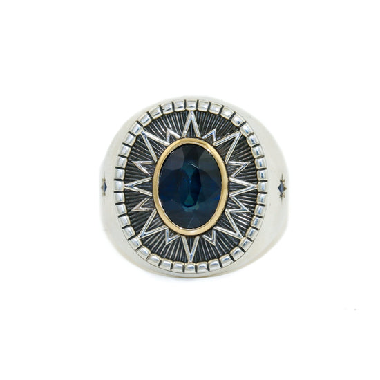 Heavy "Sirius" Signet x Blue Montana Sapphire - Kingdom Jewelry