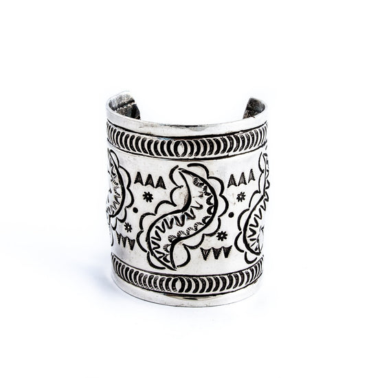 Load image into Gallery viewer, Heavy Stamped Repousse Cuff - Kingdom Jewelry
