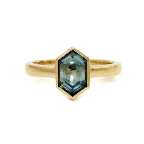 Hex portrait cut Sapphire Ring - Kingdom Jewelry