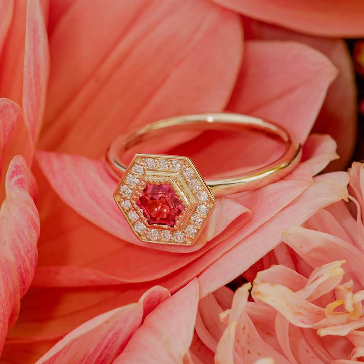 Hexagonal Pink Sapphire Ring - Kingdom Jewelry