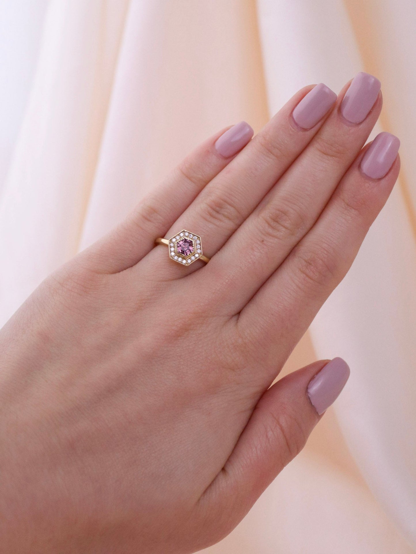 Hexagonal Pink Sapphire Ring - Kingdom Jewelry