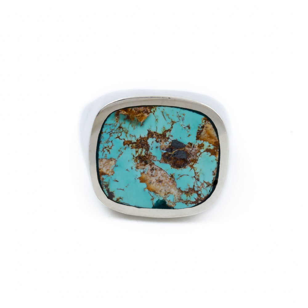 High Quality Royston Turquoise Inlay Signet Ring - Kingdom Jewelry