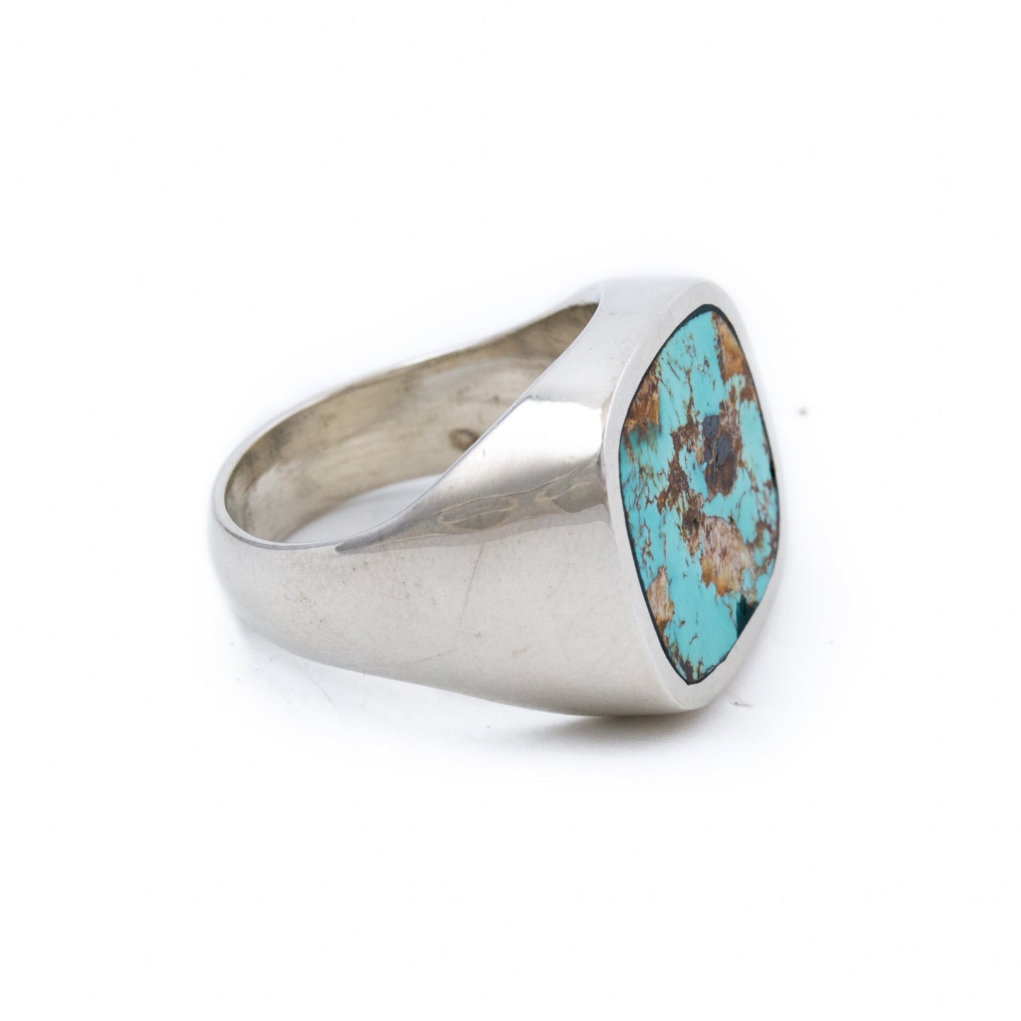 High Quality Royston Turquoise Inlay Signet Ring - Kingdom Jewelry