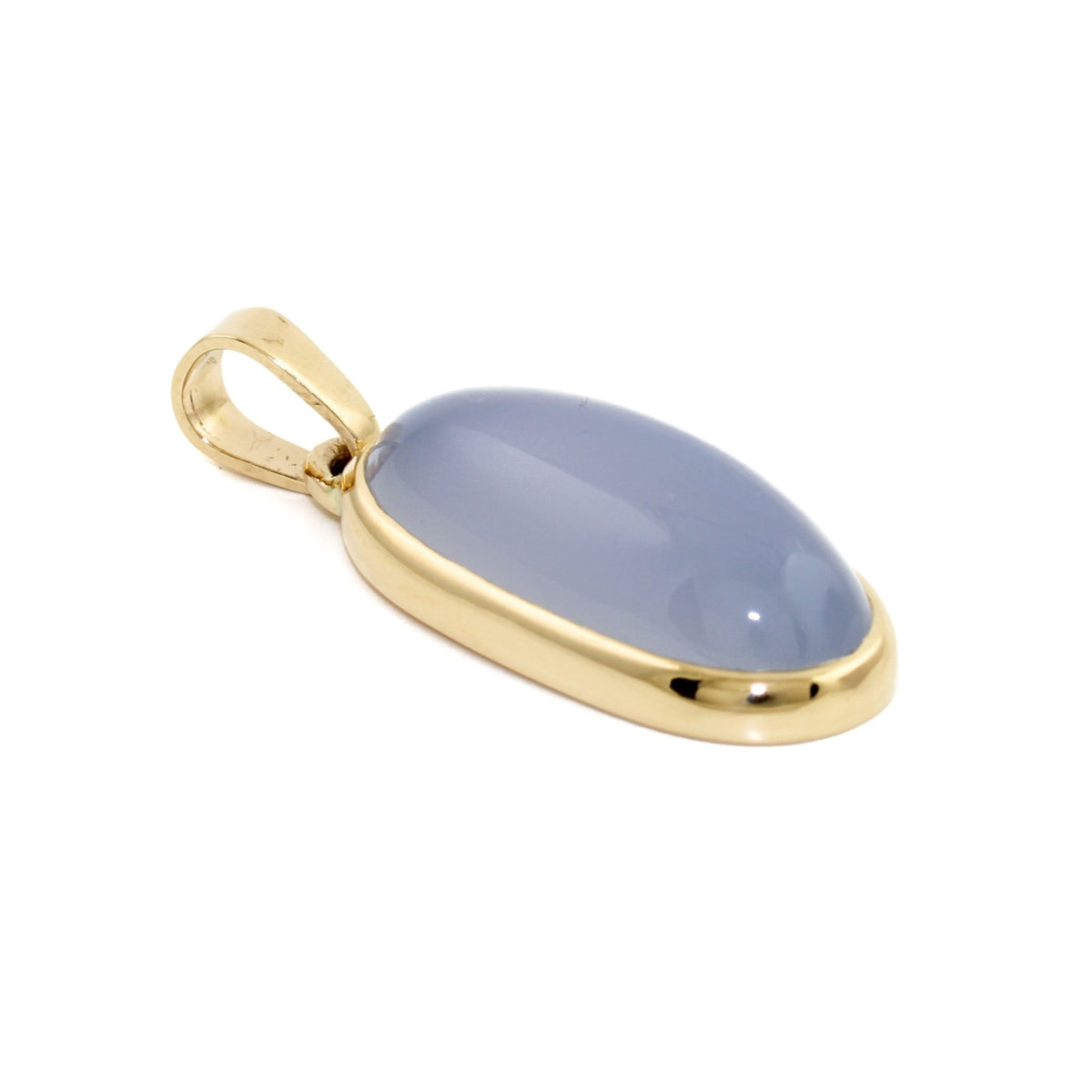 Holly Blue Chalcedony Oval Pendant x 14k Gold - Kingdom Jewelry