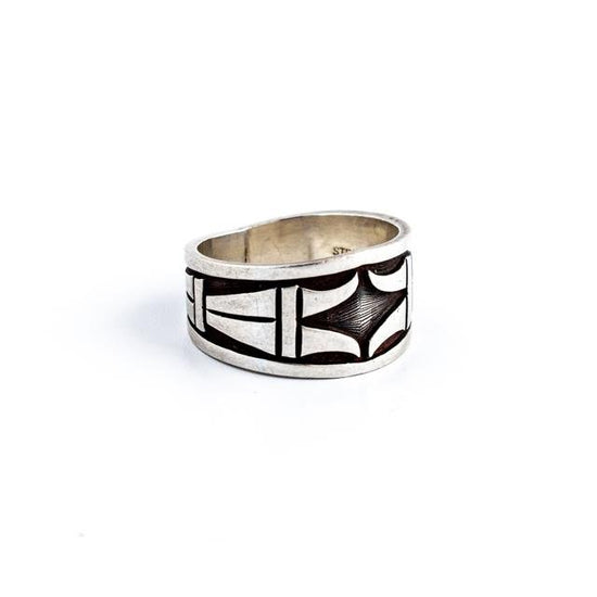 Hopi Overlay Silver Ring - Kingdom Jewelry