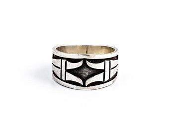 Hopi Overlay Silver Ring - Kingdom Jewelry