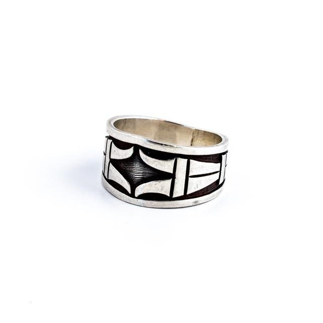 Hopi Overlay Silver Ring - Kingdom Jewelry