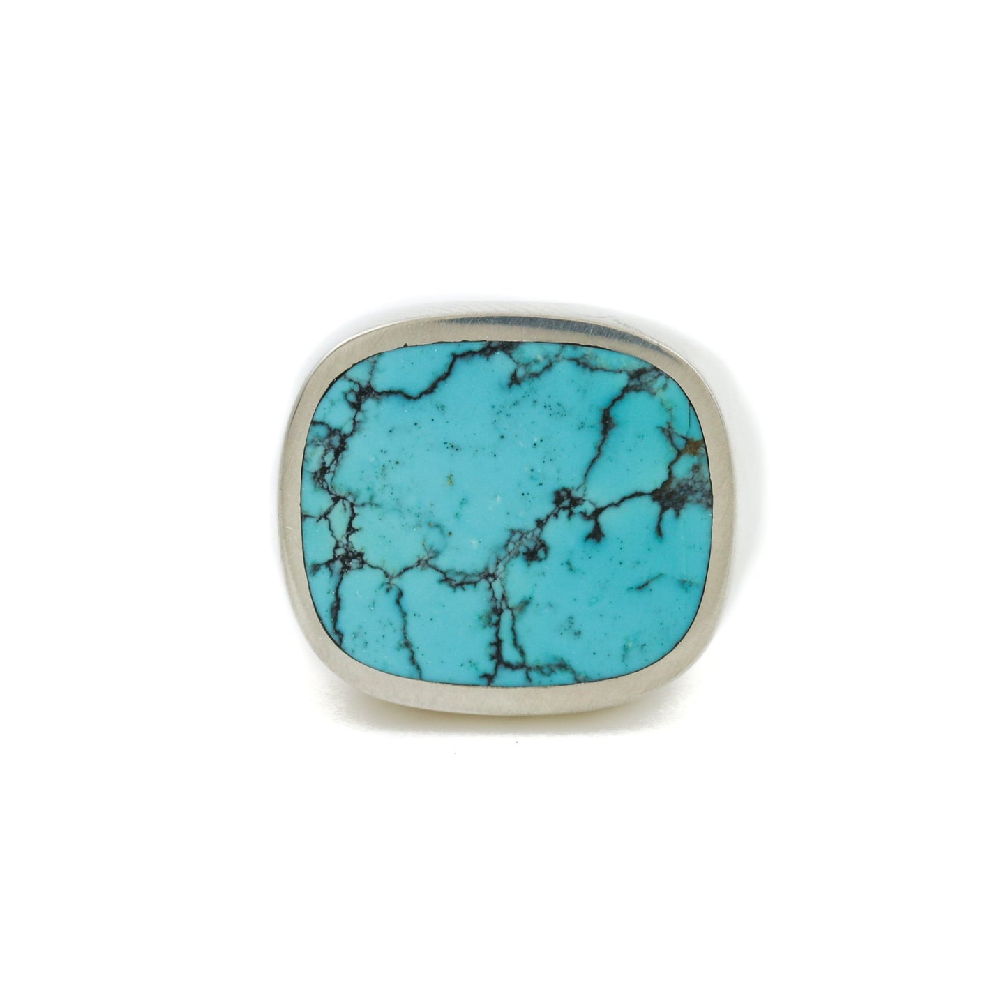 Hubei Turquoise x Cushion Inlay Ring - Kingdom Jewelry