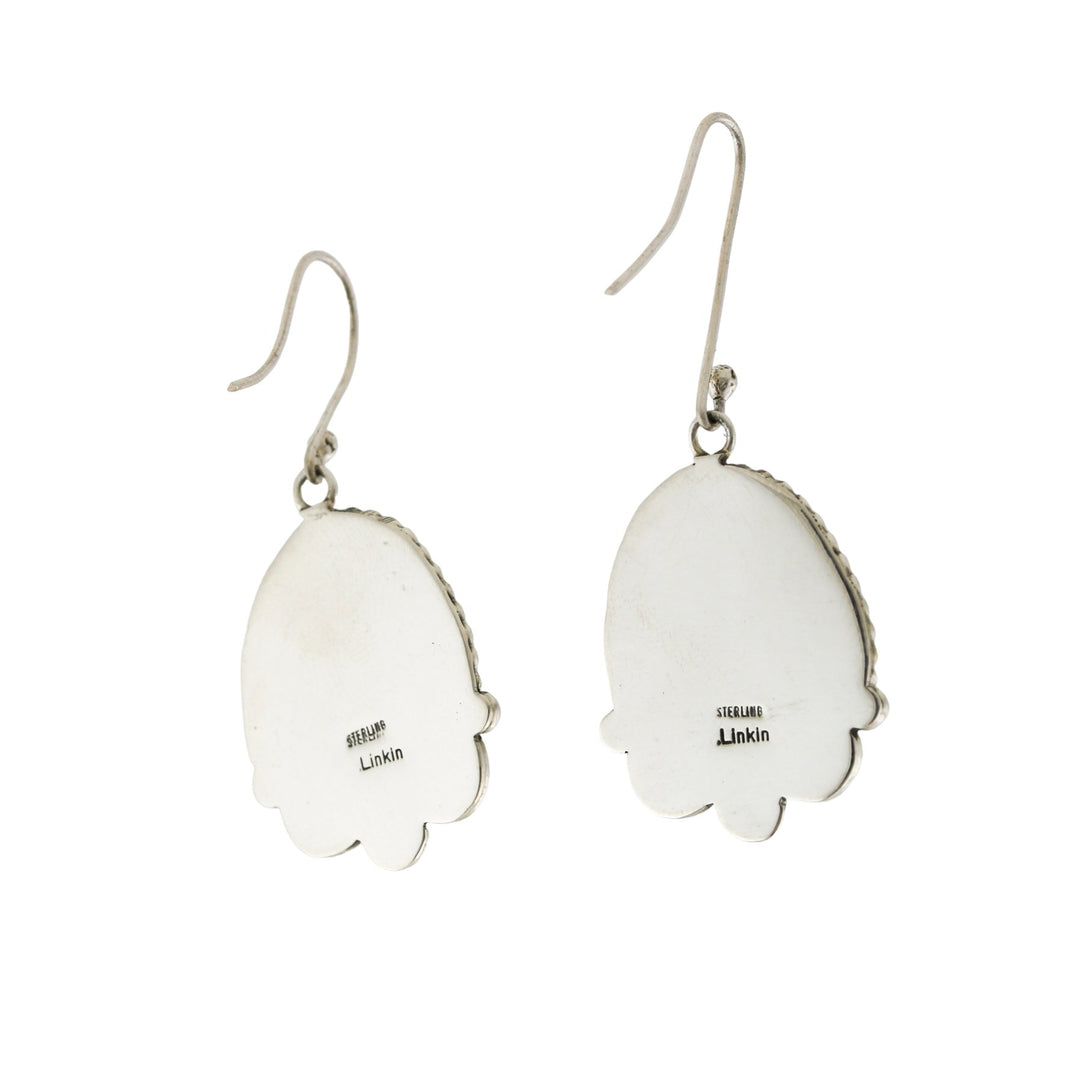 Intricate Silver Navajo x Egyptian Turquoise Earrings - Kingdom Jewelry