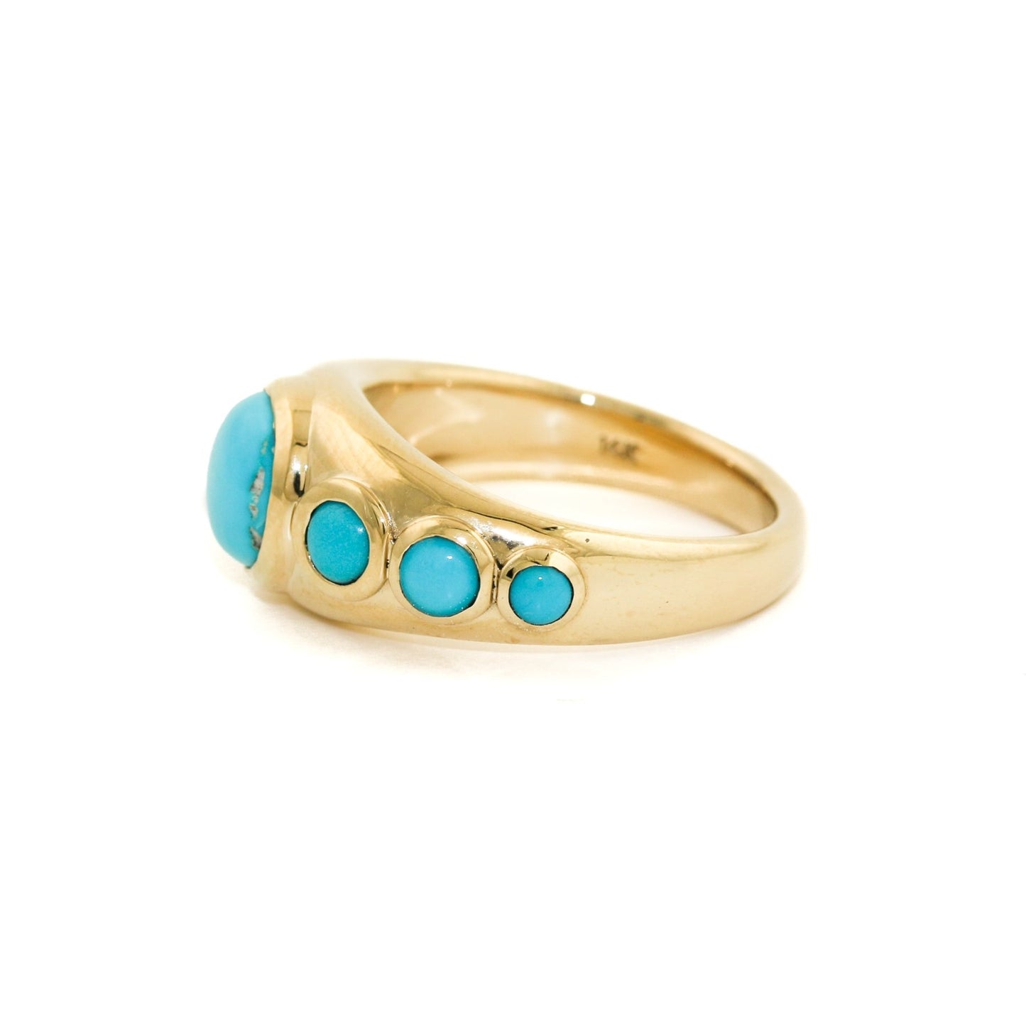 Jamila Turquoise 14k Gold Gypsy Ring - Kingdom Jewelry