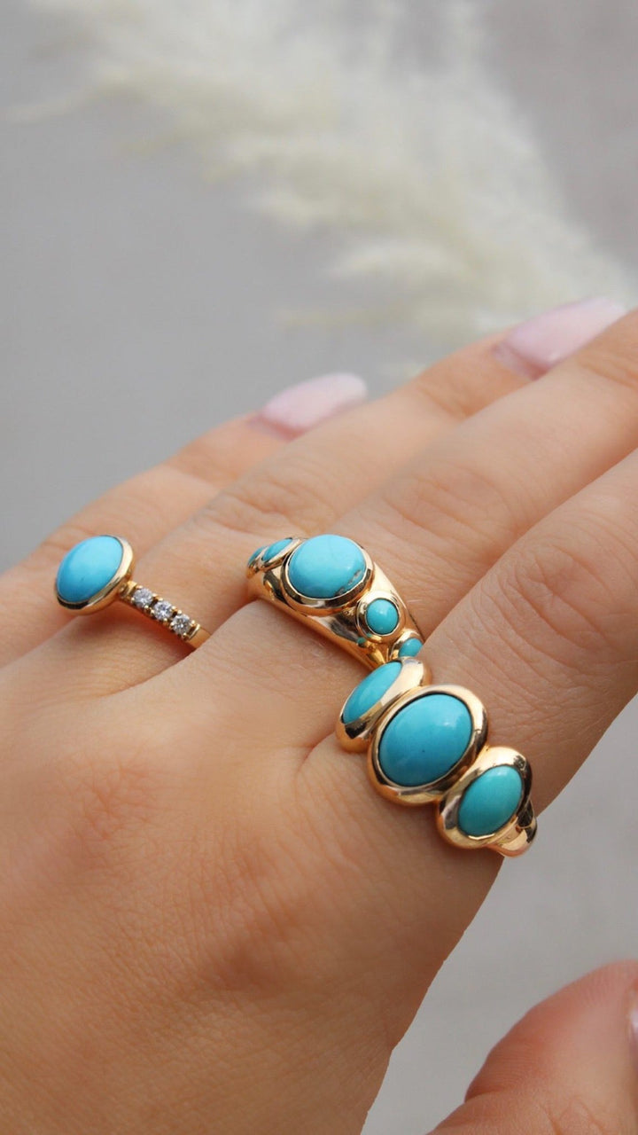 Jamila Turquoise 14k Gold Gypsy Ring - Kingdom Jewelry