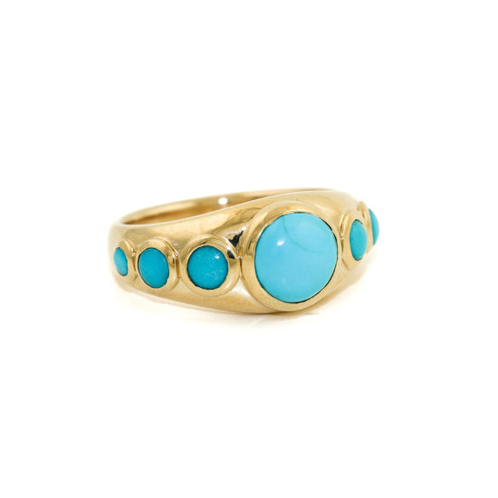 Jamila Turquoise 14k Gold Gypsy Ring - Kingdom Jewelry