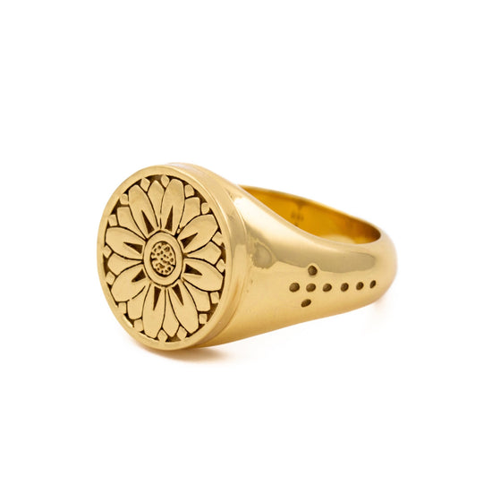 Load image into Gallery viewer, Japanese Sunflower Signet - Kingdom Jewelry
