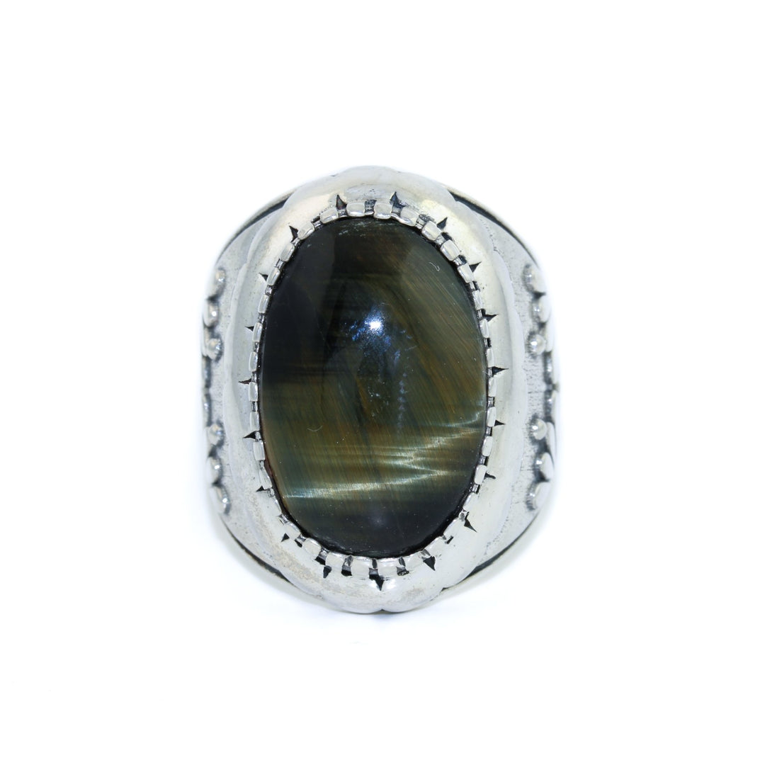 "Kiku" Ring x Blue Tiger's Eye - Kingdom Jewelry