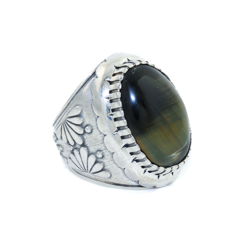 "Kiku" Ring x Blue Tiger's Eye - Kingdom Jewelry