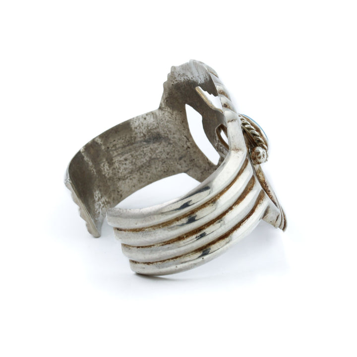 Kingman Turquoise Sandcast Navajo Cuff - Kingdom Jewelry