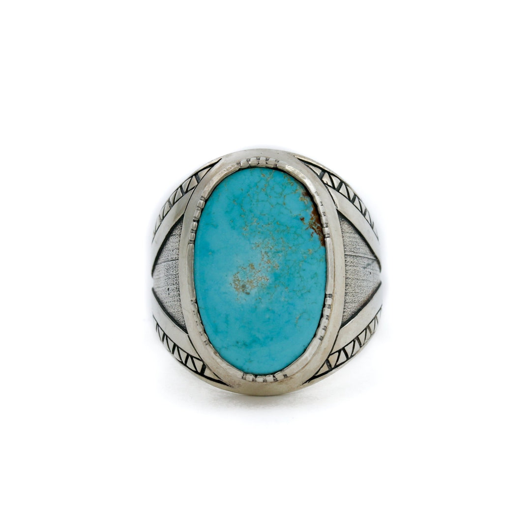 Lambda Λ Ring x Natural Kingman Turquoise - Kingdom Jewelry